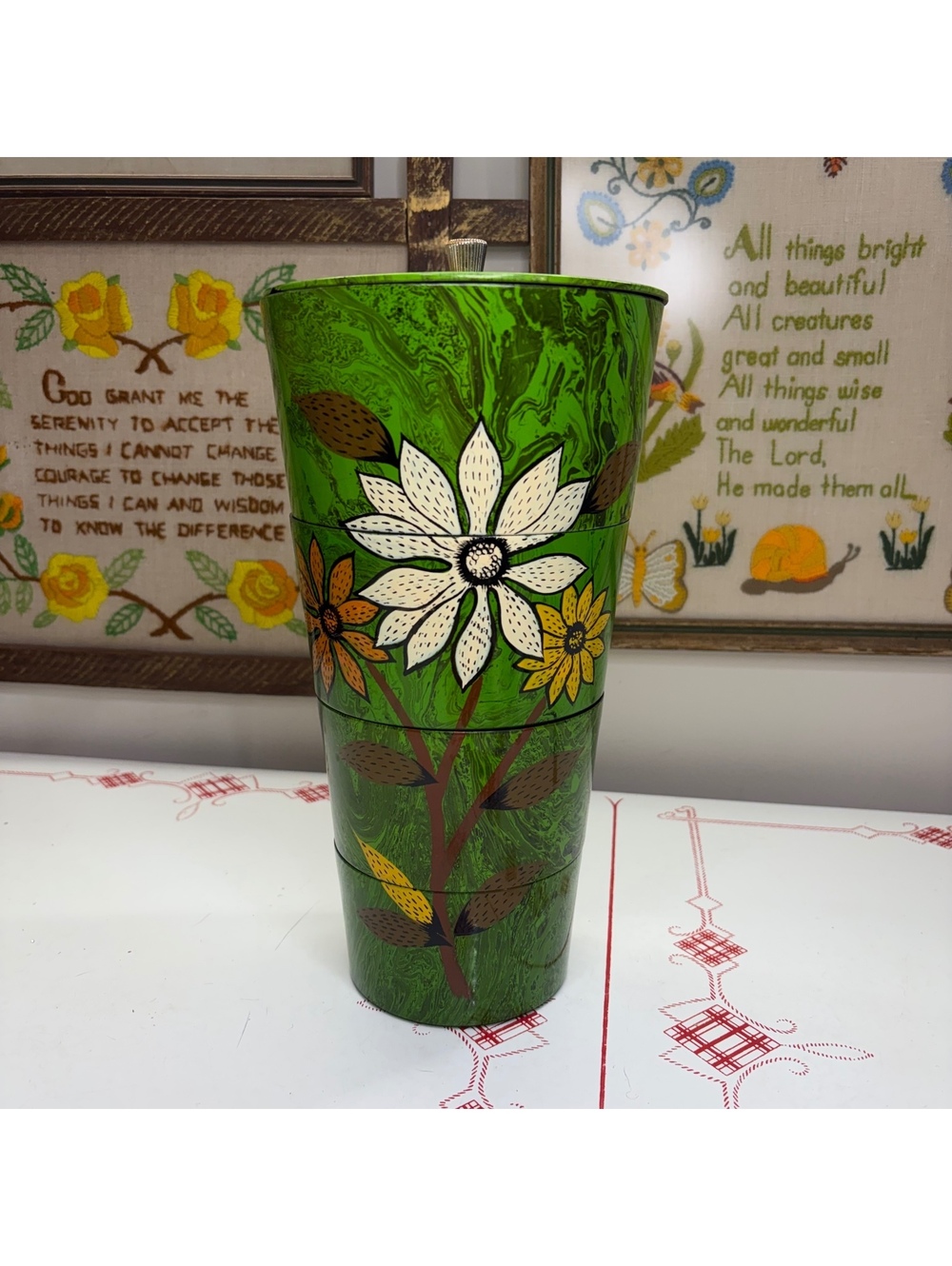 Flower power stacking canister set vintage 60s/70s